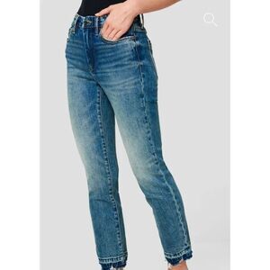 BLANK NYC The Madison Crop Distressed Released Hem Finish Denim Jeans Life Rolls